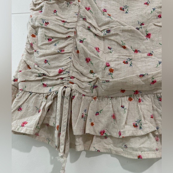 Wild fable cream floral ruched high waste mini skirt casual summer vacation S - Picture 9 of 12